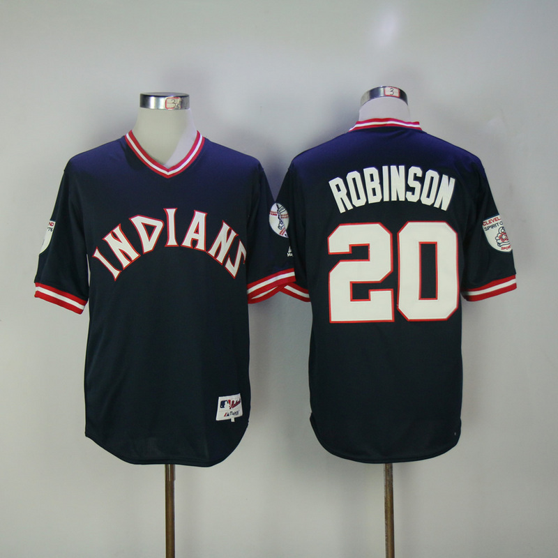 2017 MLB Cleveland Indians #20 Robinson Blue Throwback Jerseys->detroit tigers->MLB Jersey